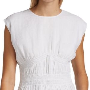 Frame Denim Smocked Sleeveless Top in Blanc, Size Medium